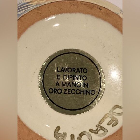 Beautiful ‘Lavorato E Dipinto A Mano’ Hand Painted in Gold Floral Italian Vase - Picture 5 of 9